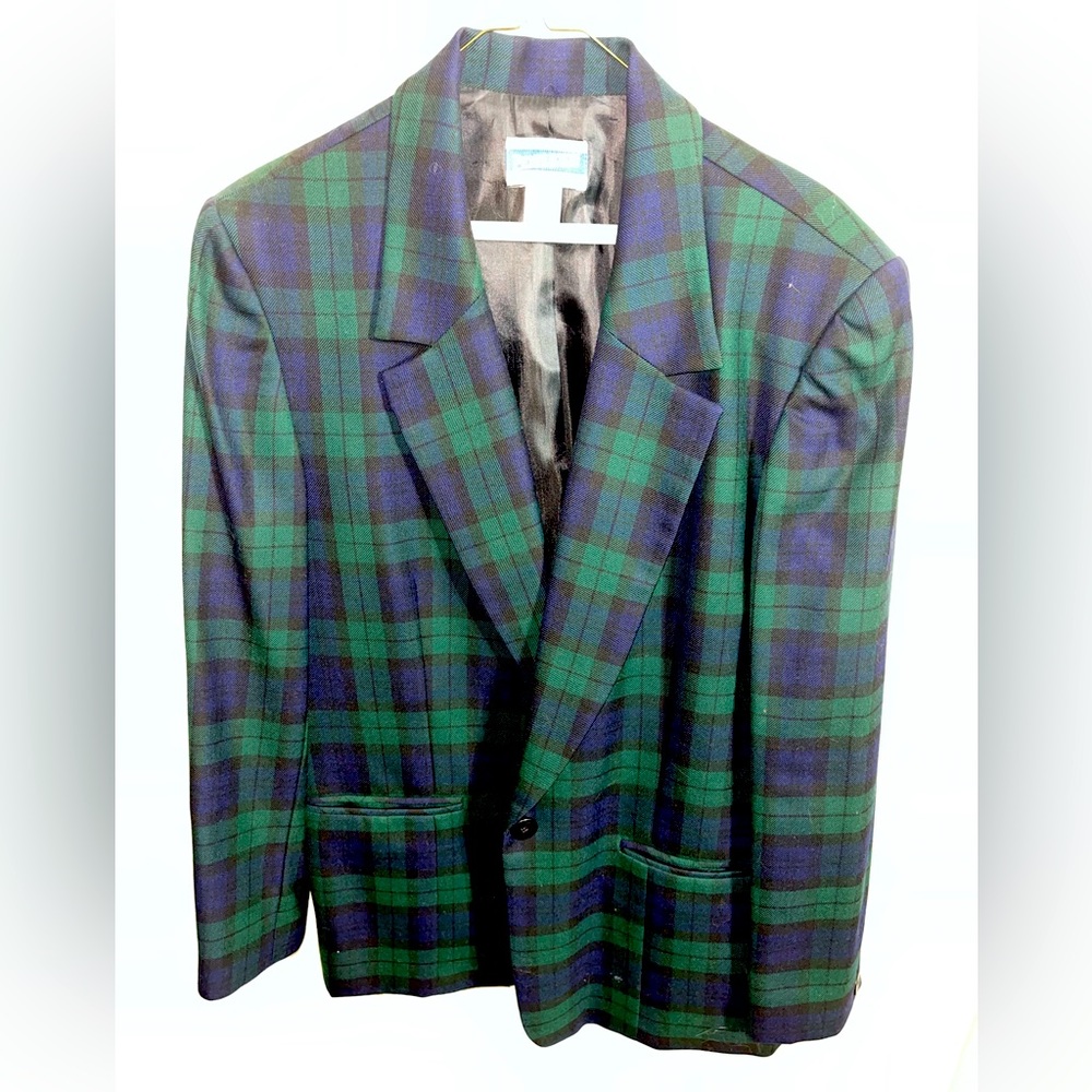 PENDLETON sz 14 Relaxed boyfriend style plaid blazer blue, green plaid